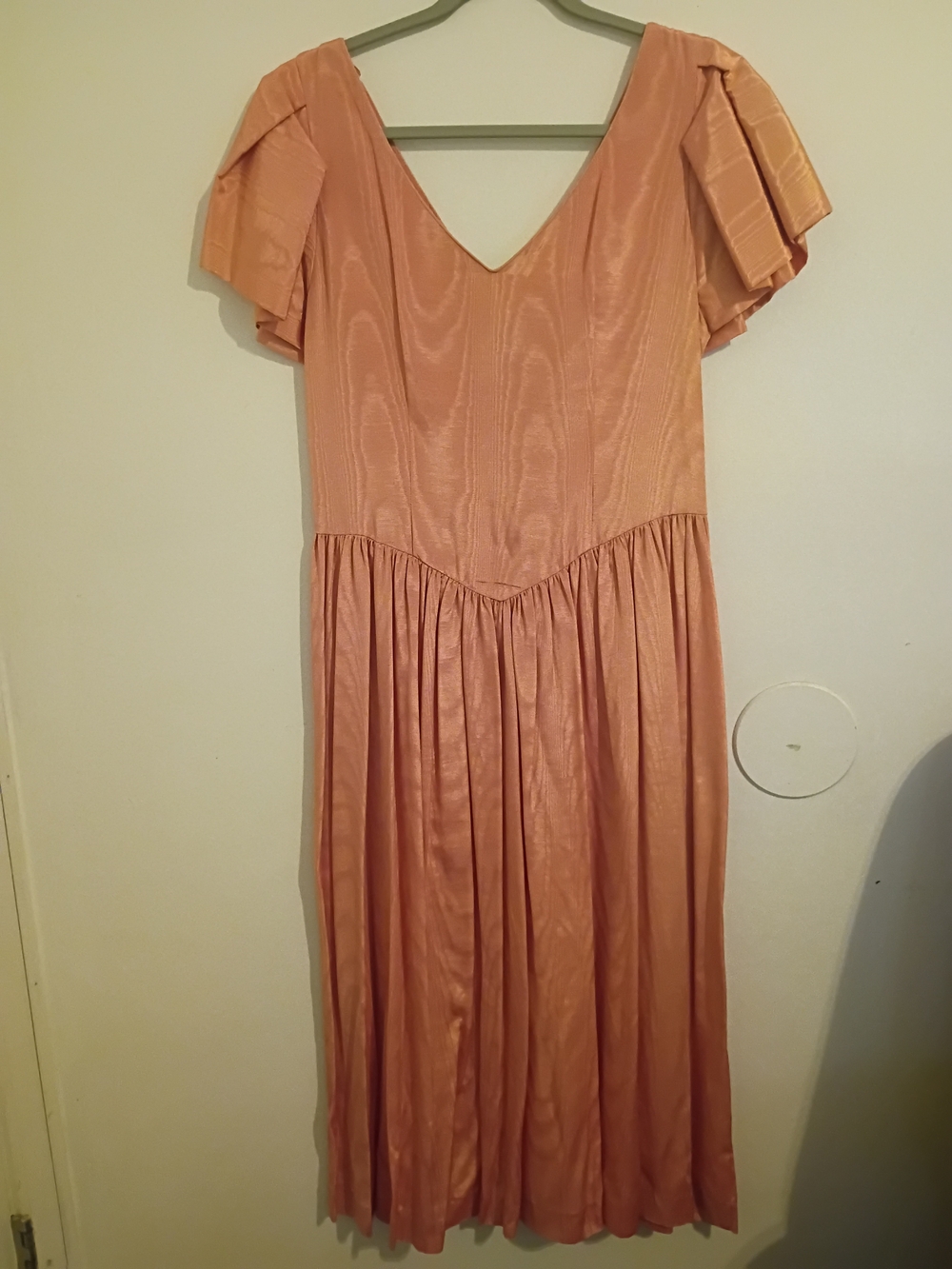 VTG‎ Kathryn Conover Peach 1980's V-Neck Midi Dress Sz 10